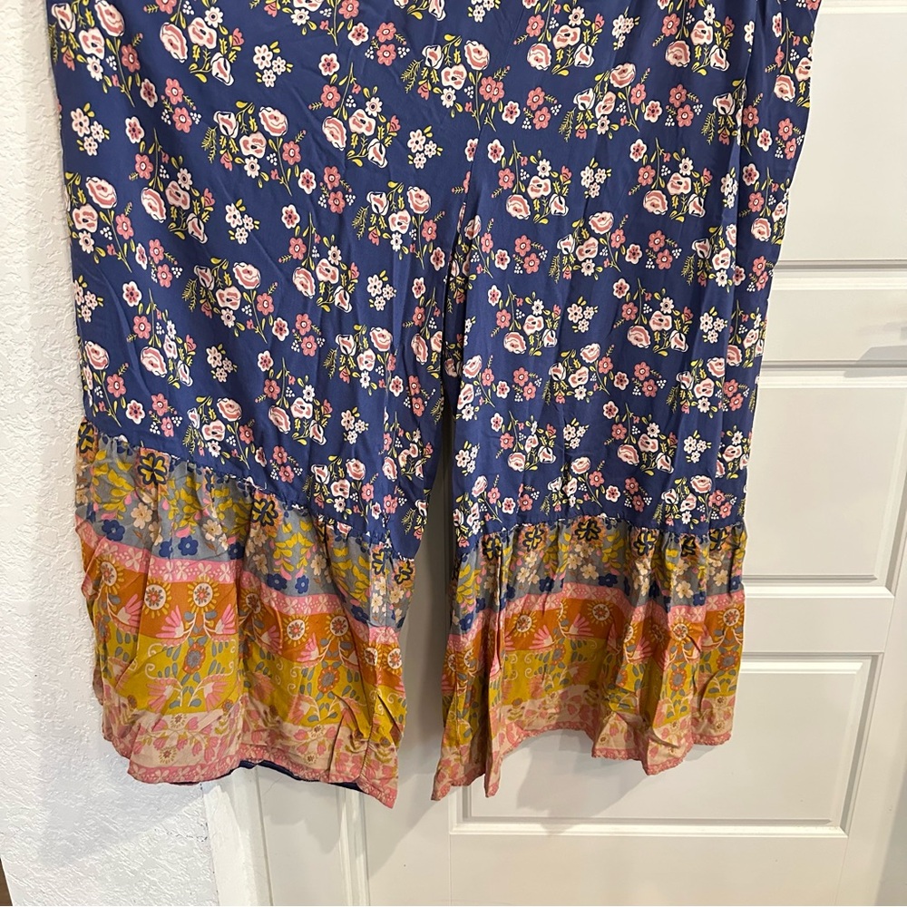 Natural Life Zoe Wide Leg‎ Floral Boho Jumpsuit Size Large - Picture 3 of 10